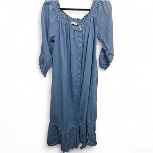 Zara Blue Long Sleeve Dress with Ruffle Detail